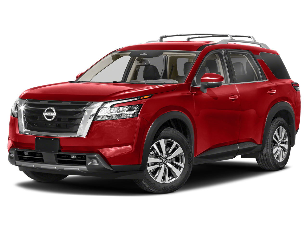 2023 Nissan Pathfinder SL in Scarlet Ember Tintcoat — front three-quarter view