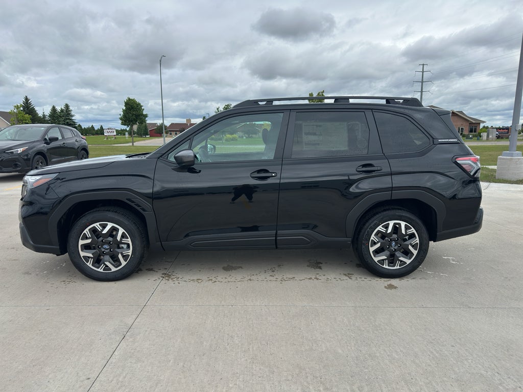 2026 Subaru FORESTER Premium in Crystal Black Silica — front three-quarter view