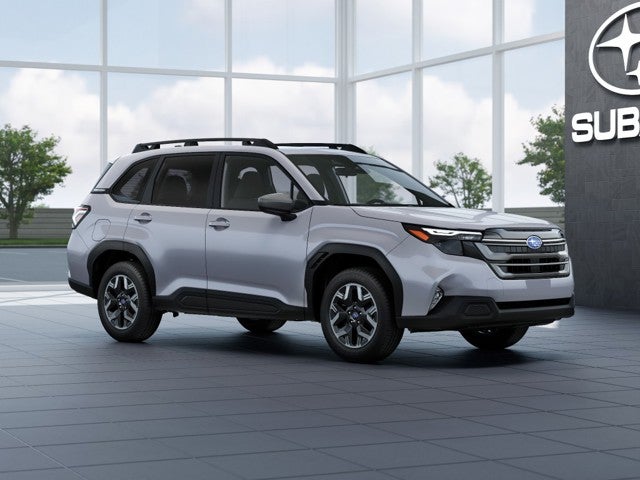 2026 Subaru FORESTER Premium in Ice Silver Metallic — front three-quarter view