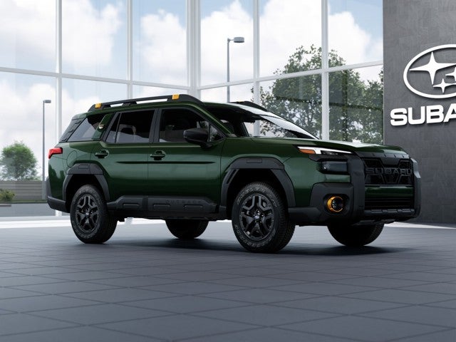2026 Subaru OUTBACK Wilderness in Deep Emerald Green Pearl — front three-quarter view